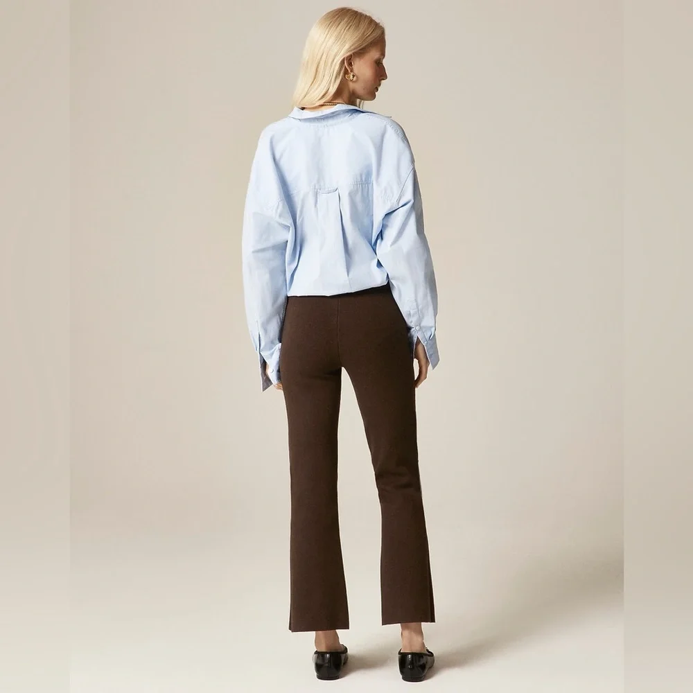 NWT J.Crew New Delaney Kickout Sweater Pant in Heather Chocolate - Picture 4 of 10